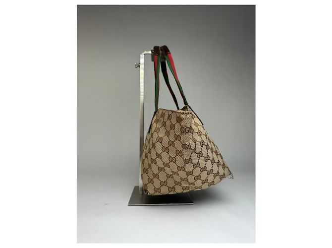 Vintage Gucci GG Supreme Strukturierte Top-Handle Tasche ca. Ende der 2000er Beige Brown - Ansicht 5