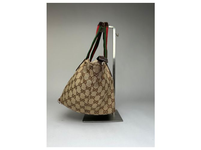 Vintage Gucci GG Supreme Strukturierte Top-Handle Tasche ca. Ende der 2000er Beige Brown - Ansicht 7