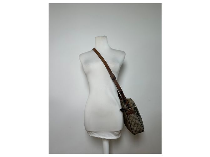 Vintage Gucci GG Supreme Schultertasche mit Klappe c. 2010s Beige Brown - Ansicht 12