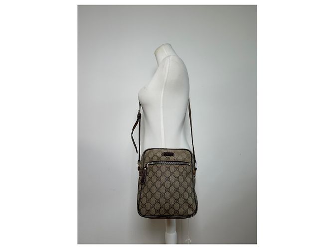 Vintage Gucci GG Supreme Schultertasche mit Klappe c. 2010s Beige Brown - Ansicht 13