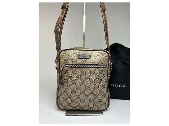 Vintage Gucci GG Supreme Schultertasche mit Klappe c. 2010s Beige Brown - Ansicht 14