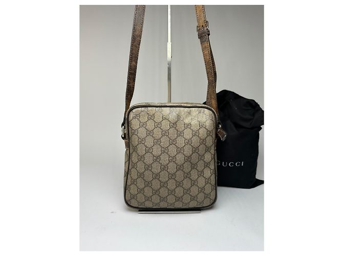 Vintage Gucci GG Supreme Schultertasche mit Klappe c. 2010s Beige Brown - Ansicht 15