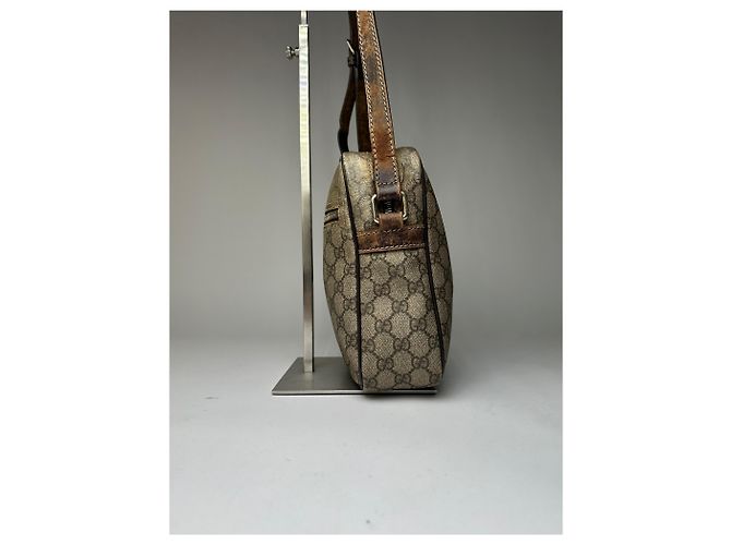 Vintage Gucci GG Supreme Schultertasche mit Klappe c. 2010s Beige Brown - Ansicht 6