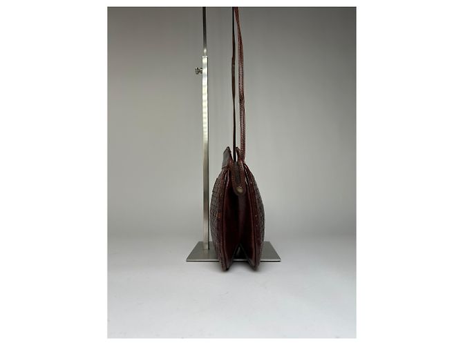 Zucchino Vintage Fendi Gesteppte Leder-Umhängetasche mit Klappe Ende der 1990er Dunkelbraun - Ansicht 6
