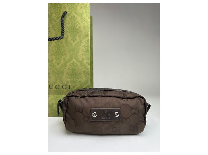Necessaire Vintage Gucci GG Monogram in nylon fine anni '90 marrone scuro - vista 10