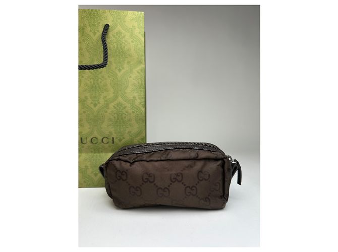 Necessaire Vintage Gucci GG Monogram in nylon fine anni '90 marrone scuro - vista 11