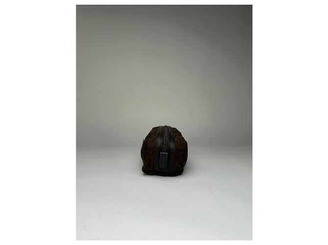 Necessaire Vintage Gucci GG Monogram in nylon fine anni '90 marrone scuro - vista 4
