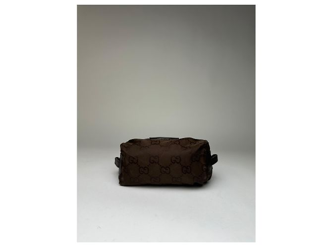 Necessaire Vintage Gucci GG Monogram in nylon fine anni '90 marrone scuro - vista 5