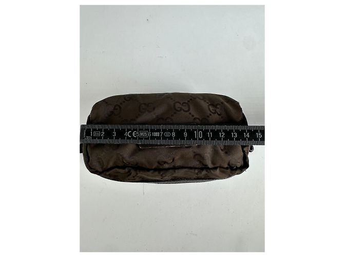 Necessaire Vintage Gucci GG Monogram in nylon fine anni '90 marrone scuro - vista 7