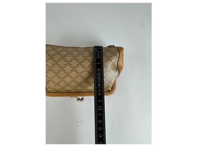 16 Céline Vintage Celine Macadam Canvas Coin Purse Late 1970s Beige Tan - view 5