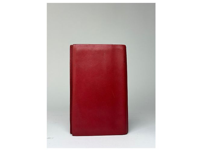 Vintage Loewe Bifold Wallet Red Leather Silver-Tone - view 2