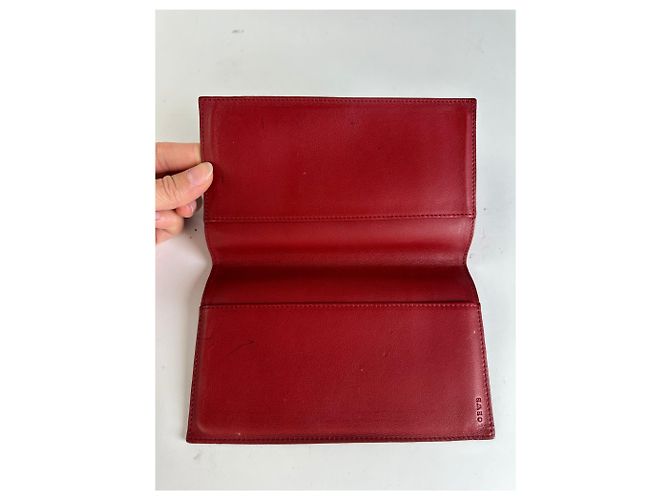 Vintage Loewe Bifold Wallet Red Leather Silver-Tone - view 3