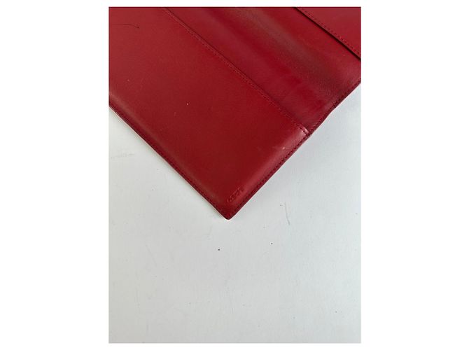 Vintage Loewe Bifold Wallet Red Leather Silver-Tone - view 4