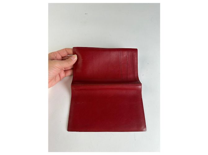 Vintage Loewe Bifold Wallet Red Leather Silver-Tone - view 5