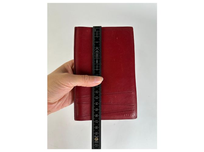 Vintage Loewe Bifold Wallet Red Leather Silver-Tone - view 6