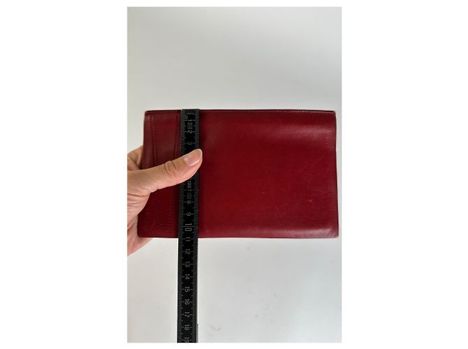 Vintage Loewe Bifold Wallet Red Leather Silver-Tone - view 7