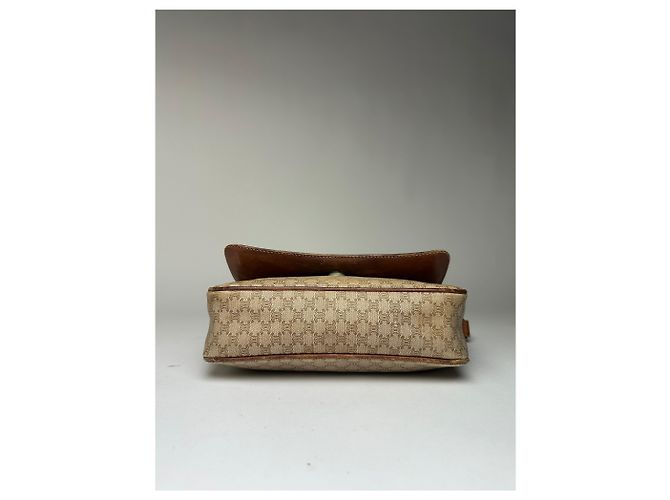 16 Céline Vintage Celine Macadam Canvas Umhängetasche mit Klappe Ende der 1980er Beige Brown - Ansicht 13