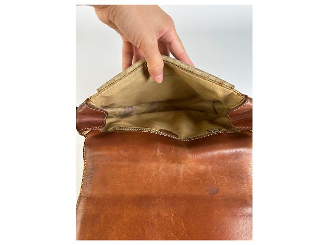 16 Céline Vintage Celine Macadam Canvas Umhängetasche mit Klappe Ende der 1980er Beige Brown - Ansicht 3
