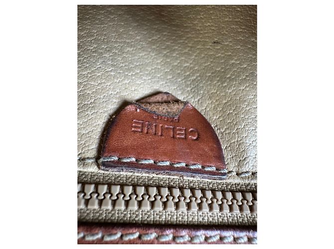 16 Céline Vintage Celine Macadam Canvas Umhängetasche mit Klappe Ende der 1980er Beige Brown - Ansicht 5