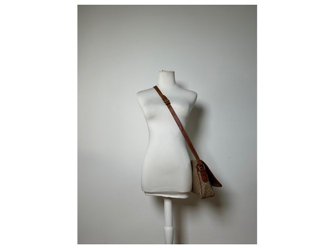 16 Céline Vintage Celine Macadam Canvas Umhängetasche mit Klappe Ende der 1980er Beige Brown - Ansicht 9
