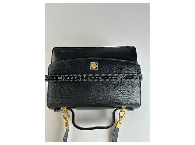 Sac à main Vintage Givenchy Logo 4G en cuir grainé, fin des années 1970, Noir - vue 10