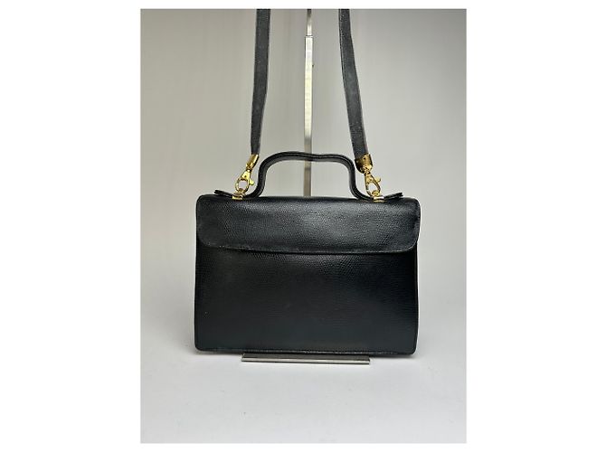 Sac à main Vintage Givenchy Logo 4G en cuir grainé, fin des années 1970, Noir - vue 15