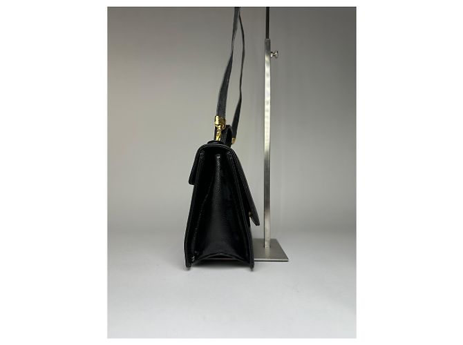 Sac à main Vintage Givenchy Logo 4G en cuir grainé, fin des années 1970, Noir - vue 4