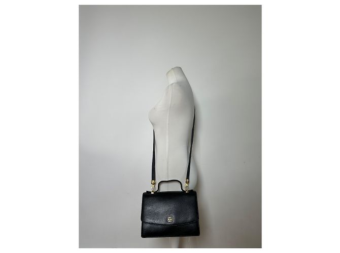 Sac à main Vintage Givenchy Logo 4G en cuir grainé, fin des années 1970, Noir - vue 7