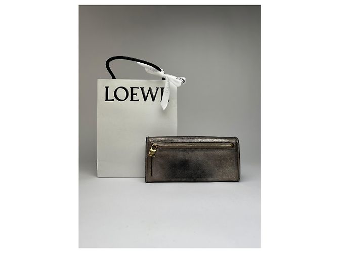 Vintage Loewe Textured Leather Bifold Wallet c. Late 2000s Bronze Metallic - view 2