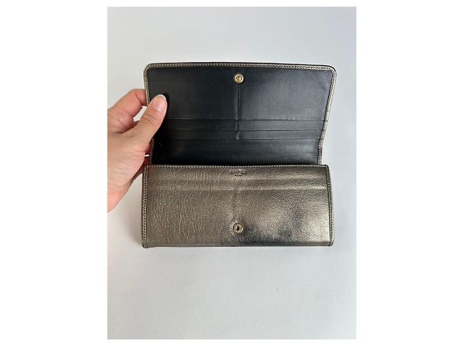 Vintage Loewe Textured Leather Bifold Wallet c. Late 2000s Bronze Metallic - view 3