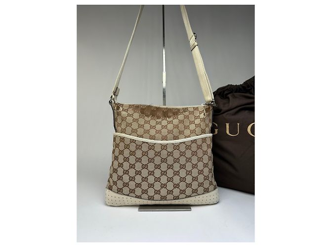 Borsa a tracolla Vintage Gucci GG Monogram Canvas primi anni 2000 Beige Brown - vista 14