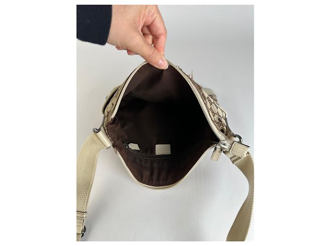 Borsa a tracolla Vintage Gucci GG Monogram Canvas primi anni 2000 Beige Brown - vista 3