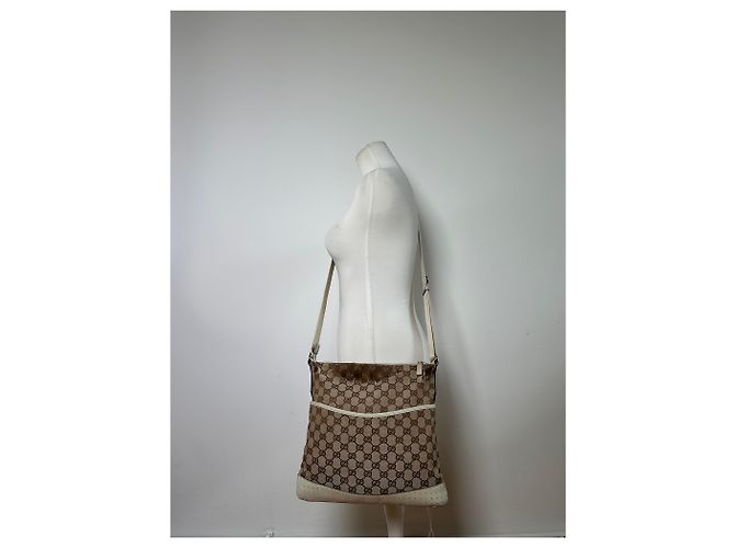 Borsa a tracolla Vintage Gucci GG Monogram Canvas primi anni 2000 Beige Brown - vista 6