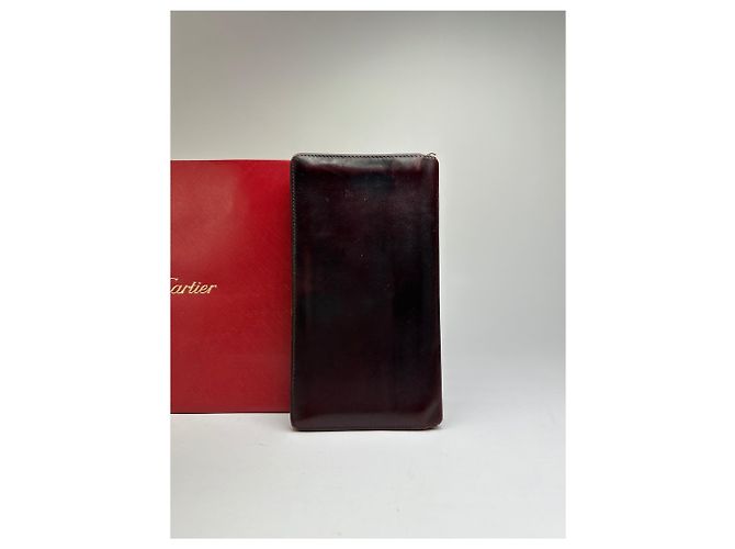 Portafoglio bifold Vintage Cartier Must de Cartier fine anni 1980 Burgundy Bordò - vista 10