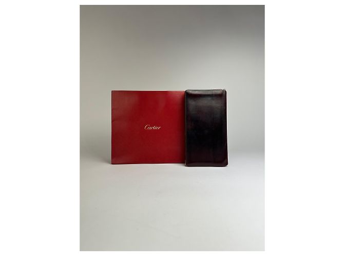 Portafoglio bifold Vintage Cartier Must de Cartier fine anni 1980 Burgundy Bordò - vista 2