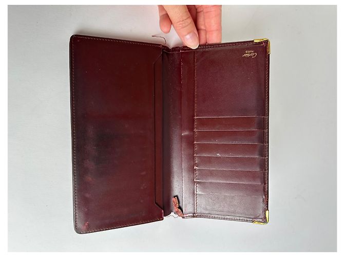 Portafoglio bifold Vintage Cartier Must de Cartier fine anni 1980 Burgundy Bordò - vista 3