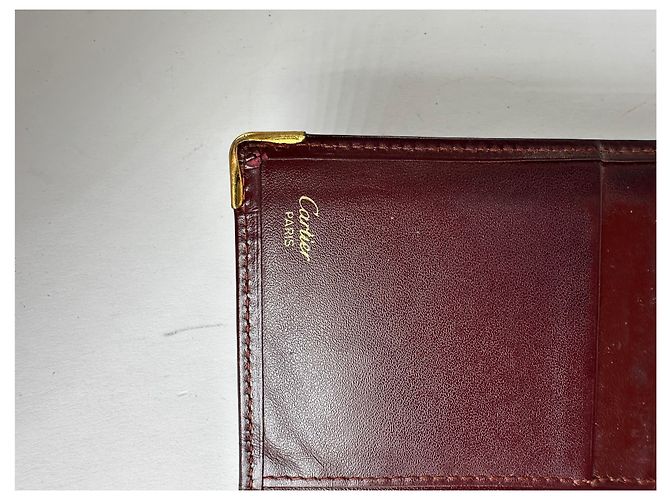 Portafoglio bifold Vintage Cartier Must de Cartier fine anni 1980 Burgundy Bordò - vista 4