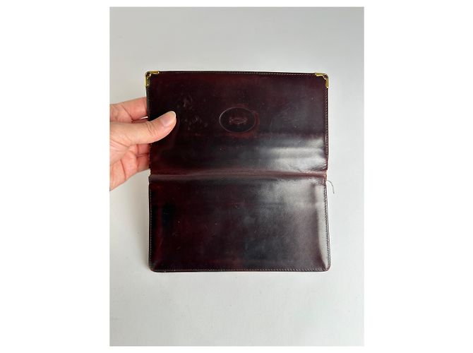 Portafoglio bifold Vintage Cartier Must de Cartier fine anni 1980 Burgundy Bordò - vista 6