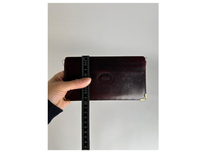 Portafoglio bifold Vintage Cartier Must de Cartier fine anni 1980 Burgundy Bordò - vista 8