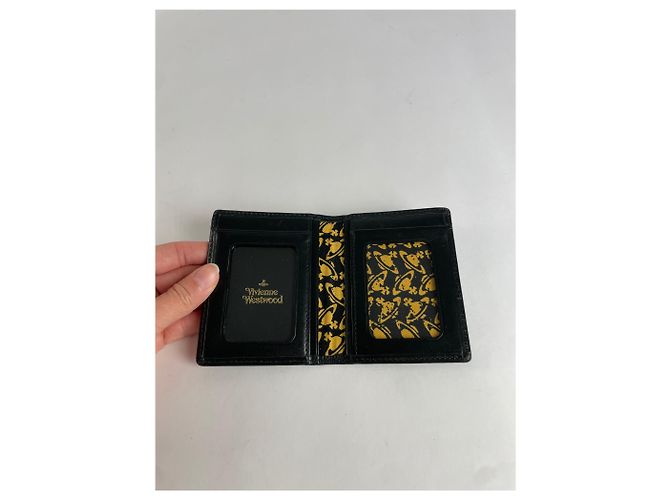 Vintage Vivienne Westwood Leather Bifold Wallet Black Gold - view 3