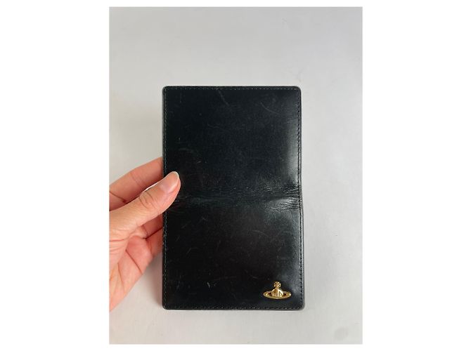 Vintage Vivienne Westwood Leather Bifold Wallet Black Gold - view 5