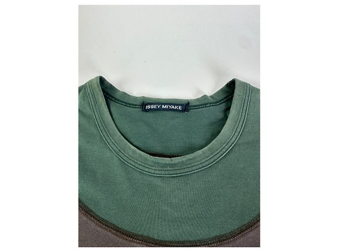 Vintage Issey Miyake T-Shirt aus Baumwollmischung Dunkelbraun Olive L Grün - Ansicht 4
