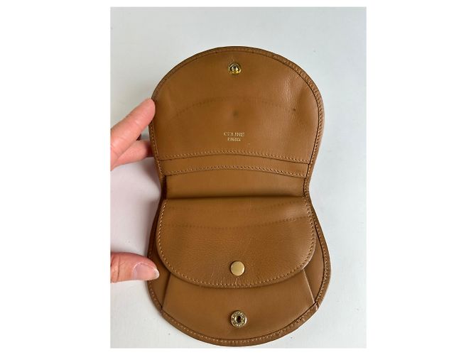 Edge Céline Vintage Celine Macadam Canvas Mini Wallet Late 1980s Brown Tan - view 3