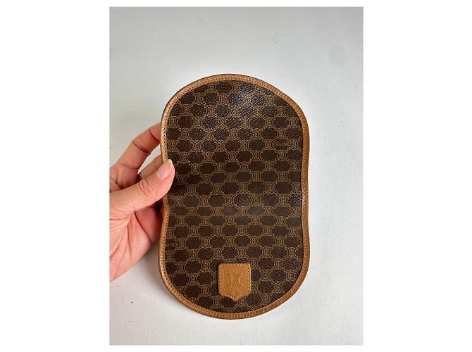 Edge Céline Vintage Celine Macadam Canvas Mini Wallet Late 1980s Brown Tan - view 7