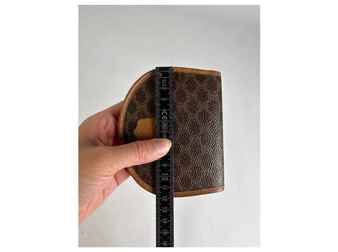 Edge Céline Vintage Celine Macadam Canvas Mini Wallet Late 1980s Brown Tan - view 8