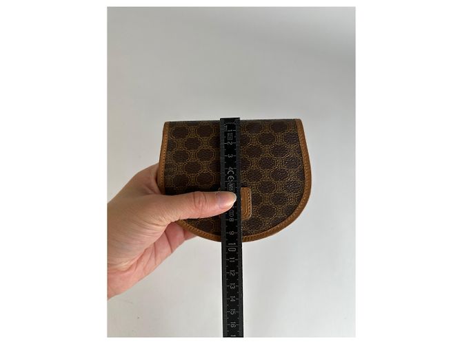Edge Céline Vintage Celine Macadam Canvas Mini Wallet Late 1980s Brown Tan - view 9