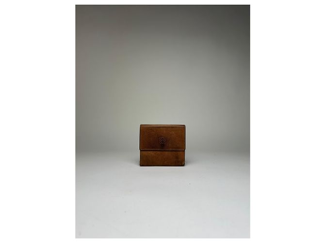 Vintage Loewe Grained Leather Bifold Wallet Late 1990s Brown - view 12