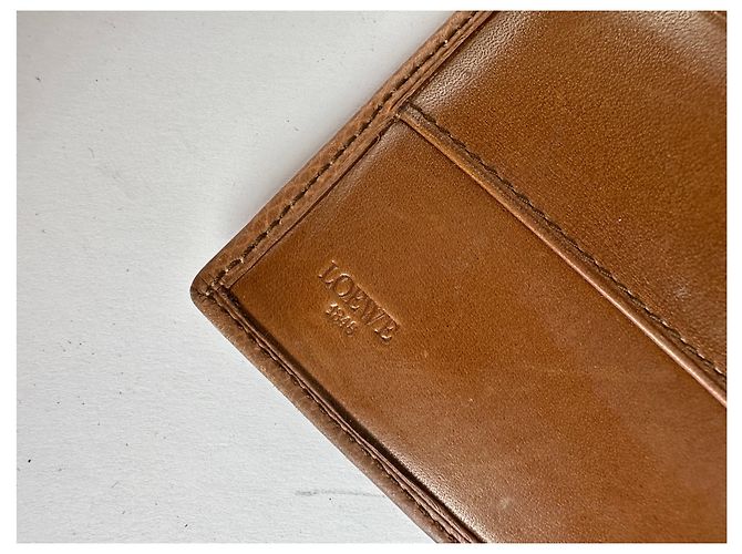 Vintage Loewe Grained Leather Bifold Wallet Late 1990s Brown - view 4