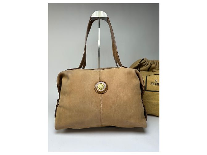 Vintage Fendi Top-Handle Bag aus Leder in Krokodil-Optik Ende der 1970er Jahre Tan Brown Kamel - Ansicht 13