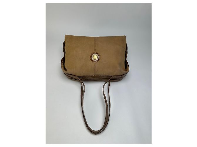 Vintage Fendi Top-Handle Bag aus Leder in Krokodil-Optik Ende der 1970er Jahre Tan Brown Kamel - Ansicht 7